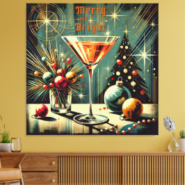 Retro 50er Merry & Bright Christmas Martini Leinwanddruck