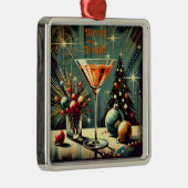 Retro 50er Merry & Bright Christmas Martini Ornament Aus Metall (Rechts)