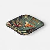 Retro 50er Merry & Bright Christmas Martini Pappteller (Gewinkelt)