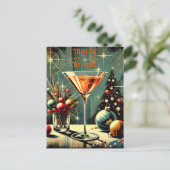 Retro 50er Merry & Bright Christmas Martini Postkarte (Stehend Vorderseite)
