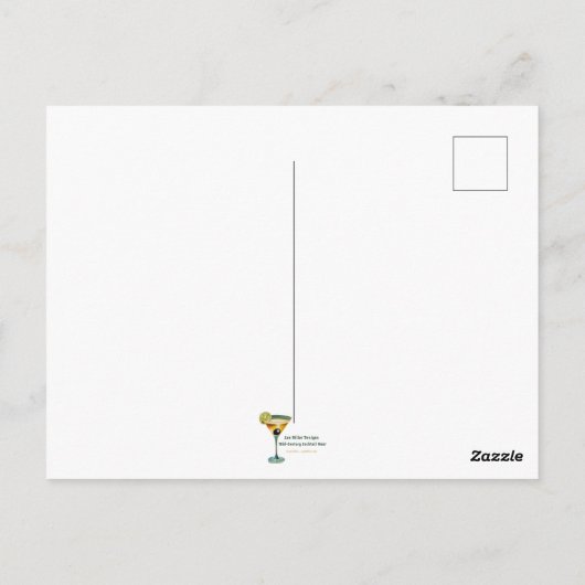 Retro 50er Merry & Bright Christmas Martini Postkarte (Rückseite)