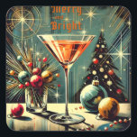 Retro 50er Merry & Bright Christmas Martini Quadratischer Aufkleber<br><div class="desc">Willkommen in meiner Fantasiewelt des Mitteljahrhunderts! Designs in diesem Laden sind geboren,  in einem Zuhause aus dem Mittelalter aufzuwachsen,  komplett mit Martini-liebenden Eltern. Brechen Sie die Cocktails aus. Das Zusammenführen von Fakten mit Fantasie in den Designs des Mitteljahrhunderts,  Jazz,  Retro Futuristic,  Atomic und Space Age.</div>