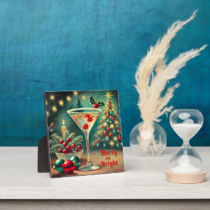 Retro 50er Merry Bright Weihnachts Cocktail Martin Fotoplatte