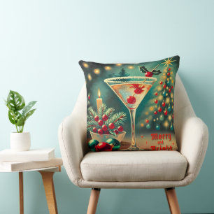 Retro 50er Merry Bright Weihnachts Cocktail Martin Kissen