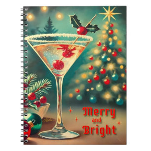 Retro 50er Merry Bright Weihnachts Cocktail Martin Notizblock