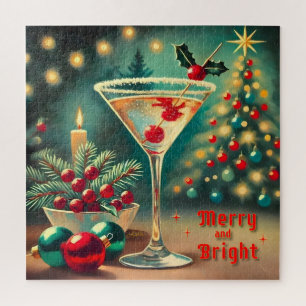 Retro 50er Merry Bright Weihnachts Cocktail Martin Puzzle