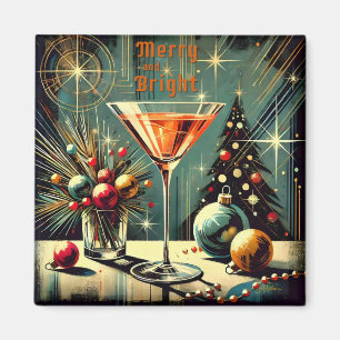 Retro 50er Merry & Bright Weihnachts-Martini Magnet