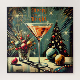 Retro 50er Merry & Bright Weihnachts-Martini Puzzle