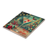 Retro 50er Merry Bright Weihnachtscocktail Martini Fliese (Seite)