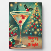 Retro 50er Merry Bright Weihnachtscocktail Martini Fotoplatte (Vorderseite)