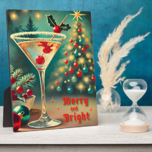 Retro 50er Merry Bright Weihnachtscocktail Martini Fotoplatte