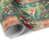 Retro 50er Merry Bright Weihnachtscocktail Martini Geschenkpapier (Rolleneckpunkt)
