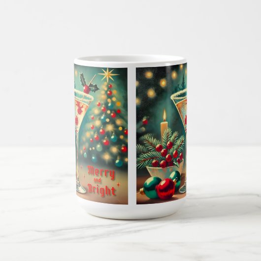 Retro 50er Merry Bright Weihnachtscocktail Martini Kaffeetasse (Mittel)