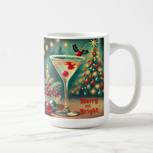 Retro 50er Merry Bright Weihnachtscocktail Martini Kaffeetasse (Rechts)