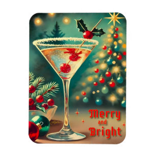 Retro 50er Merry Bright Weihnachtscocktail Martini Magnet