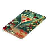 Retro 50er Merry Bright Weihnachtscocktail Martini Magnet (Linke Seite)