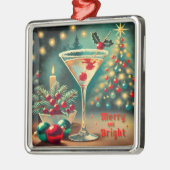 Retro 50er Merry Bright Weihnachtscocktail Martini Ornament Aus Metall (Links)