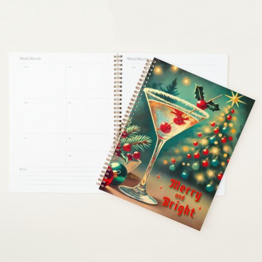 Retro 50er Merry Bright Weihnachtscocktail Martini Planer (Anzeige)