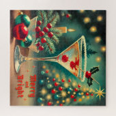 Retro 50er Merry Bright Weihnachtscocktail Martini Puzzle (Horizontal)