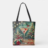 Retro 50er Merry Bright Weihnachtscocktail Martini Tasche (Rückseite)