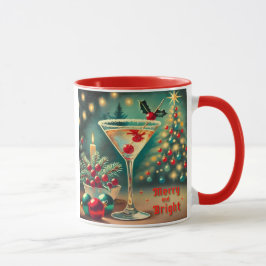 Retro 50er Merry Bright Weihnachtscocktail Martini Tasse