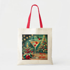 Retro 50er Merry Bright Weihnachtscocktail Martini Tragetasche