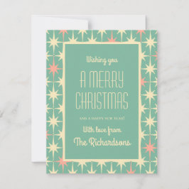 Retro 50er Mitte des Jahrhunderts Moderne Atomweih Feiertagskarte