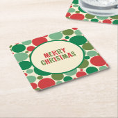 Retro 50er Mitte Jahrhundert dotted frohe Weihnach Rechteckiger Pappuntersetzer (angewinkelt)