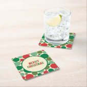 Retro 50er Mitte Jahrhundert dotted frohe Weihnach Rechteckiger Pappuntersetzer (Vor Ort)