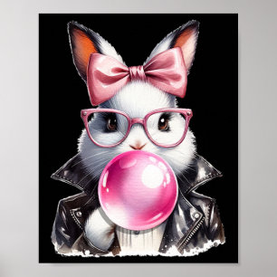 Retro 50er niedlicher Osterhase bläst Bubble Gum 4 Poster