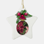 Retro 50er Poinsettia Burgund Ornament (Rechts)