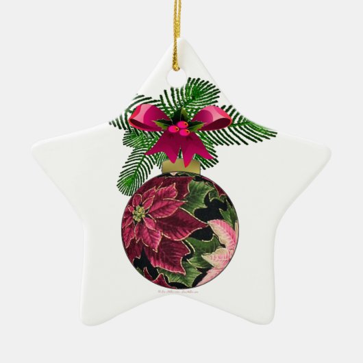 Retro 50er Poinsettia Burgund Ornament (Vorne)