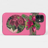Retro 50er Poinsettia Burgund Ornament Case-Mate iPhone Hülle (Rückseite (Horizontal))