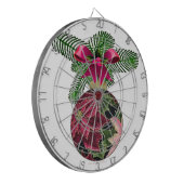 Retro 50er Poinsettia Burgund Ornament Dartscheibe (Vorderseite Links)