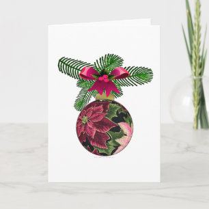 Retro 50er Poinsettia Burgund Ornament Feiertagskarte