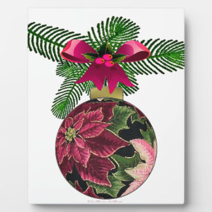 Retro 50er Poinsettia Burgund Ornament Fotoplatte
