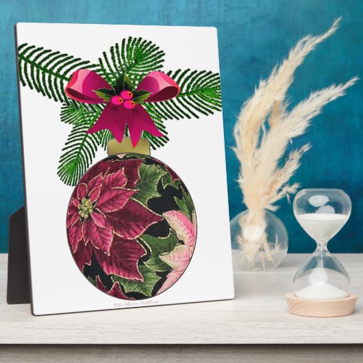 Retro 50er Poinsettia Burgund Ornament Fotoplatte (Seite)