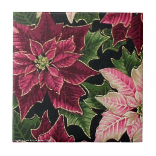 Retro 50er Poinsettia Burgund Rosa Fliese