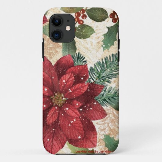 Retro 50er Poinsettia Rote Grüne Creme Case-Mate iPhone Hülle (Rückseite)