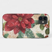 Retro 50er Poinsettia Rote Grüne Creme Case-Mate iPhone Hülle (Rückseite (Horizontal))