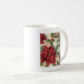 Retro 50er Poinsettia Rote Grüne Creme Kaffeetasse (VorderseiteRechts)