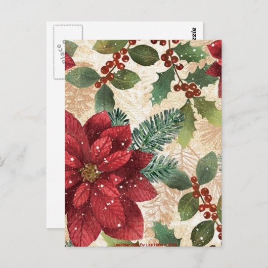 Retro 50er Poinsettia Rote Grüne Creme Postkarte (Vorne/Hinten)