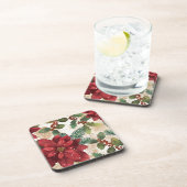 Retro 50er Poinsettia Rote Grüne Creme Untersetzer (Rechte Seite)