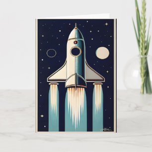 Retro-50er-Raketenschiff im Weltraumalter Karte