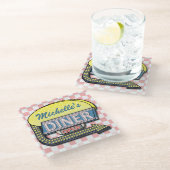 Retro 50er Restaurant-Zeichen schaffen Ihre eigene Glasuntersetzer (Schrägansicht)