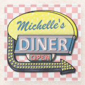 Retro 50er Restaurant-Zeichen schaffen Ihre eigene Glasuntersetzer (Vorderseite)