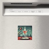 Retro 50er Schneeflocken-Weihnachtsbaum Martini Magnet (In Situ (Geschirrspüler))
