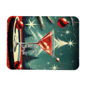 Retro 50er Schneeflocken-Weihnachtsbaum Martini Magnet (Horizontal)