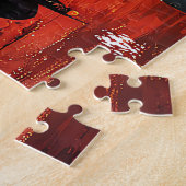 Retro 50er Schneeflocken-Weihnachtsbaum Martini Puzzle (Seite)