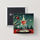 Retro 50er Schneegestöber-Christbaum-Martini Button (Vorne & Hinten)